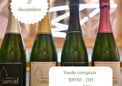 Vente comptoir le 21/12/2024 de 10h30 à 13h00 ou sur RDV